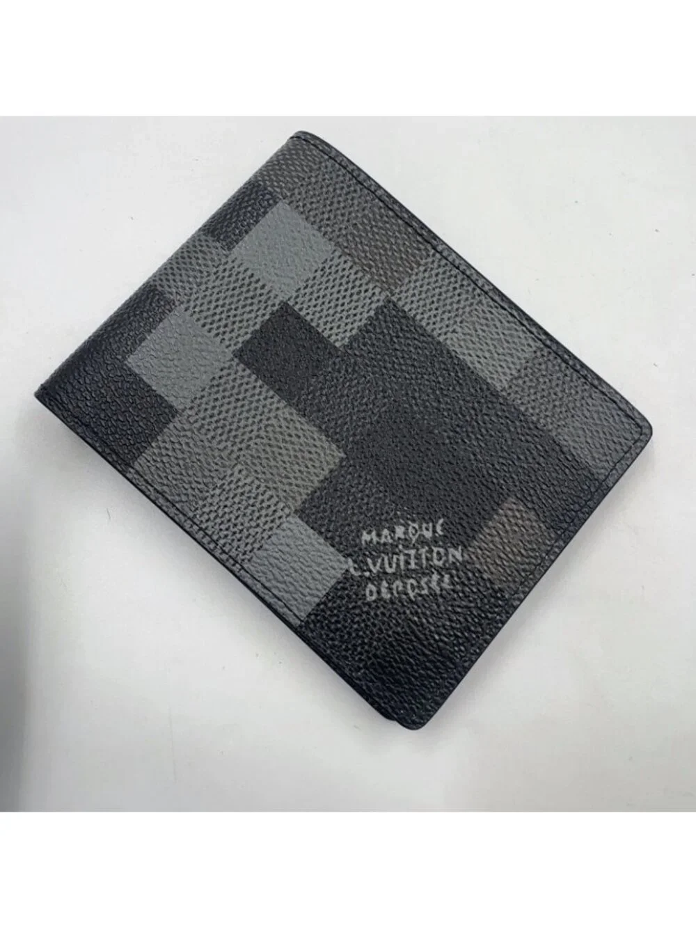 Louis Vuitton Portefeuille Calf Correspondence Leather Black Bi Foldwallet